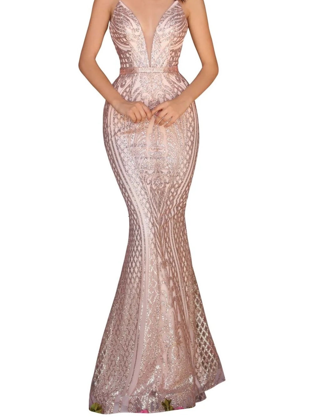 Clarisse Rose Gold Sequin Mermaid Evening Dress - SIZE 6 NEVER WORN ALTS MADE